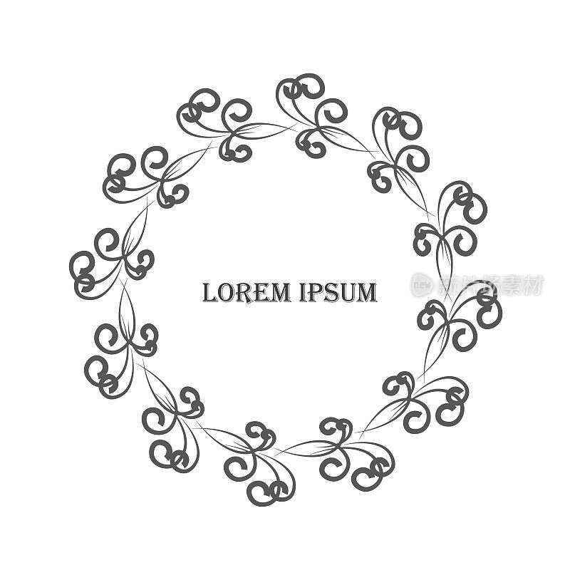 单色圆框几何图案，Lorem Ipsum